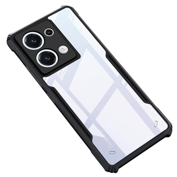 SNP-Shockproof Crystal Clear Back Cover Case for Mi Redmi Note 13 PRO 5G | 360 Degree Protection | Protective Design | Transparent Back Cover for Redmi Note 13 Pro (PC & TPU, Black Bumper)