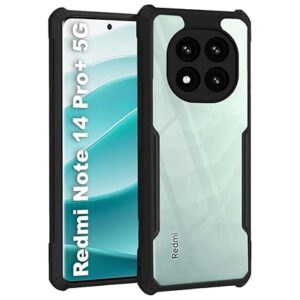 SNP- ShockProof Crystal Clear Back Cover Case for Mi Redmi Note 14 Pro Plus 5G | 360 Degree Protection | Protective Design | Transparent Cover for Redmi Note 14 Pro+ 5G (PC & TPU, Black Bumper)
