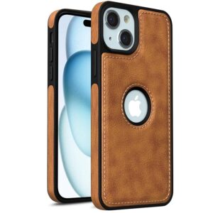 Back Cover | Flexible Pu Leather | Full Camera Protection | Raised Edges | Super Soft-Touch | Bumper Case for iPhone 15 (Brown)