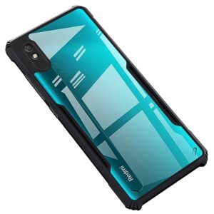 SNP-Back Cover For Redmi 9A / 9A Sport / 9I / 9I Sport Mobile (Tpu, Poly Carbonate | Transparent | Black Bumper)