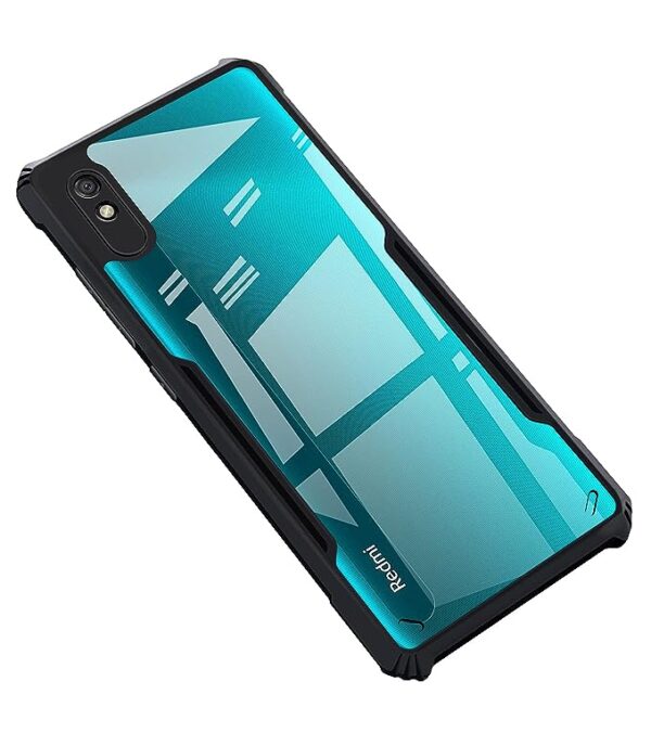 SNP-Back Cover For Redmi 9A / 9A Sport / 9I / 9I Sport Mobile (Tpu, Poly Carbonate | Transparent | Black Bumper)