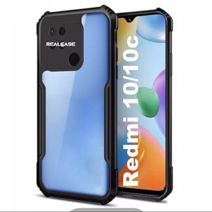 SNP-Shock Proof Crystal Clear Back Case Mobile Cover for Xiaomi Mi Redmi 10C (Hard | Hybrid PC + TPU | Full Armour Device & Camera Protection | Jet Black)