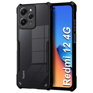 SNP-Back Case Cover for Mi Redmi 12 4G | Compatible for Mi Redmi 12 4G Back Case Cover | Clear Case with Camera Protection | (TPU + PC | Matte Black)
