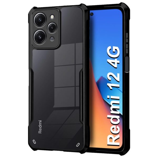 SNP-Back Case Cover for Mi Redmi 12 4G | Compatible for Mi Redmi 12 4G Back Case Cover | Clear Case with Camera Protection | (TPU + PC | Matte Black)