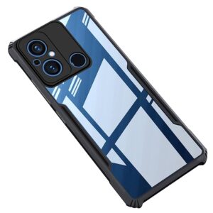 SNP- Redmi 12C / Poco C55 (4G) Back Case Cover | Camera Protection Shockproof Bumper-Edge | Acrylic Crystal Clear 360 Degree Protection TPU+PC | Transparent Eagle Back Case Cover (Black)