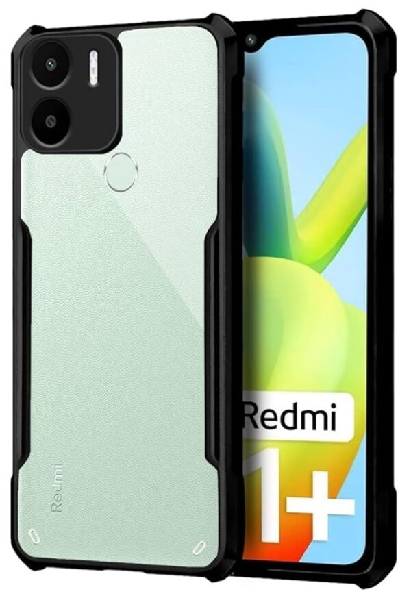 SNP-Poco C51 / Redmi A1 Plus/Redmi A2 Plus/Poco C50 Back Cover | Crystal Clear Transparent Back | Ultra Hybrid | Full Camera Protection | Raised Edge | Bumper Back Case (Black)
