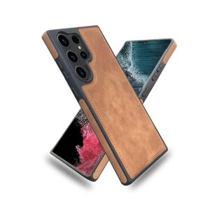 Leather Back Cover Case for Samsung Galaxy S23 Ultra 5G | Inner Fabric |Smooth Hand Feel | Drop Protection | Raised Camera Edge | Stylish Design | S23 Ultra Back Cover - Brown
