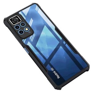 SNP-Redmi Note 11 Pro / 11 Pro+ Plus (5G) Back Case Cover | Camera Protection Shockproof Bumper-Edge | Acrylic Crystal Clear 360 Degree Protection TPU+PC | Transparent Eagle Back Case Cover (Black)