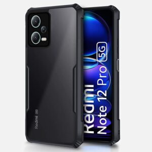 SNP-Redmi Note 12 Pro 5G Back Cover | Crystal Clear Transparent Back | Ultra Hybrid | Full Camera Protection | Raised Edge | Bumper Back Case (Black)