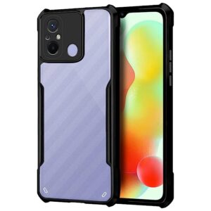 SNP-Redmi 12C / Poco C55 (4G) Back Case Cover | Camera Protection Shockproof Bumper-Edge | Acrylic Crystal Clear 360 Degree Protection TPU+PC | Transparent Eagle Back Case Cover (Black)