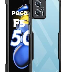 SNP-Shockproof Crystal Clear Back Cover Case for Mi Poco F5 5G | 360 Degree Protection | Protective Design | Transparent Back Cover Case for Mi Poco F5 5G (Black Bumper)