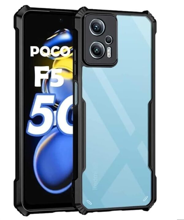SNP-Shockproof Crystal Clear Back Cover Case for Mi Poco F5 5G | 360 Degree Protection | Protective Design | Transparent Back Cover Case for Mi Poco F5 5G (Black Bumper)