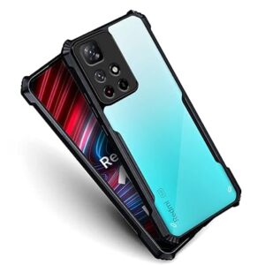 SNP-Redmi Note 11T (5G) / Poco M4 Pro (5G) Back Case Cover | Camera Protection Shockproof Bumper-Edge | Acrylic Crystal Clear 360 Degree Protection TPU+PC | Transparent Eagle Back Case Cover (Black)