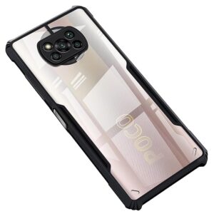 SNP-Solimo 360 Degree Protection Bumper Protective Design Shockproof Crystal Clear Transparent Back Cover Case for Poco X3 - Black - TPU+Plastic