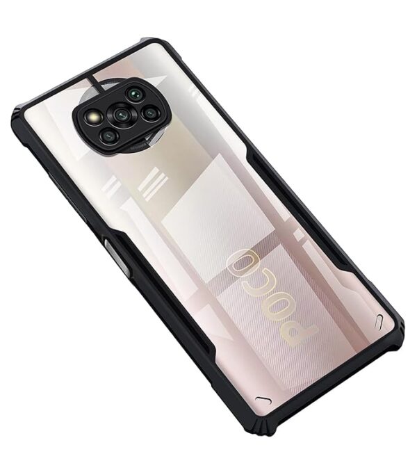 SNP-Solimo 360 Degree Protection Bumper Protective Design Shockproof Crystal Clear Transparent Back Cover Case for Poco X3 - Black - TPU+Plastic