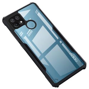 SNP-Shock Proof Clear Back Case Mobile Cover for Oppo A15 | Oppo A15s (Hard | Hybrid PC + TPU | Full Armour Device & Camera Protection | Black)