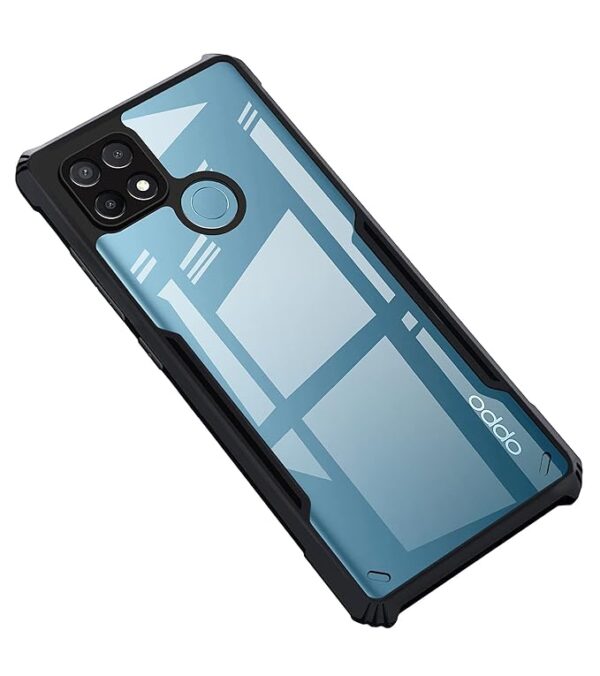 SNP-Shock Proof Clear Back Case Mobile Cover for Oppo A15 | Oppo A15s (Hard | Hybrid PC + TPU | Full Armour Device & Camera Protection | Black)
