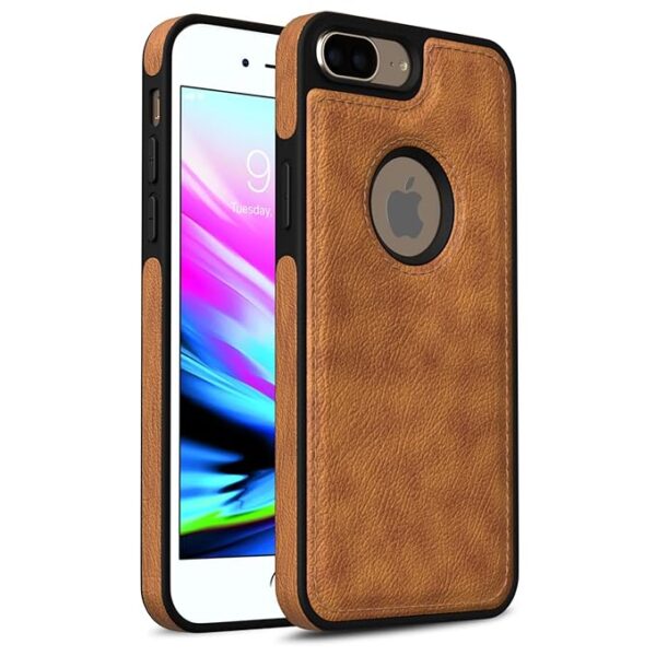 Flexible Pu Leather | Full Camera Protection | Raised Edges | Super Soft-Touch | Bumper Case for iPhone 7 Plus / 8 Plus (Brown)