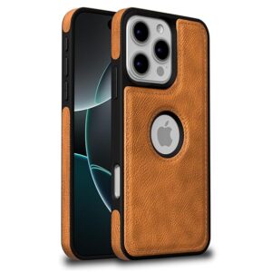 Flexible Pu Leather | Full Camera Protection | Raised Edges | Super Soft-Touch | Bumper Case for iPhone 16 Pro (Brown)