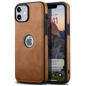 Back Cover | Flexible Pu Leather | Full Camera Protection | Raised Edges | Super Soft-Touch | Bumper Case for iPhone 12/12 Pro (Brown)