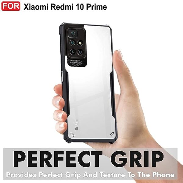 SNP-Shopping Shockproof Crystal Clear Back Cover Case for MI 10 Prime/REDMI 10 Prime | 360 Degree Protection | Protective Design | Transparent Back Cover Case (Black Bumper) - Image 3