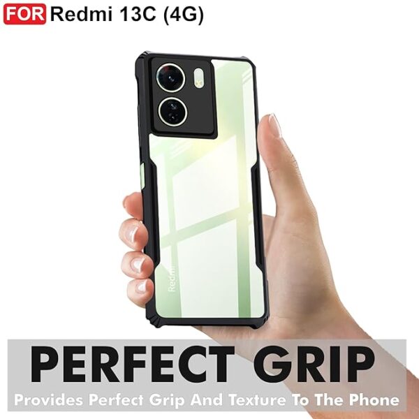 SNP-Back Cover Case for Mi Redmi 13C 4G / Poco C65 | 360 Degree Protection | Shock Proof Design | Transparent Back Cover Case for Redmi 13C / Poco C65 (PC & TPU, Black Bumper) - Image 3