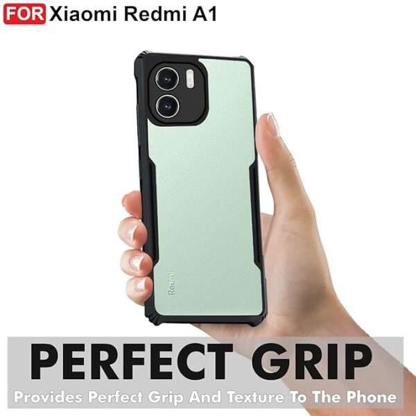 SNP-Redmi A1 / A2 Back Cover | Crystal Clear Transparent Back | Ultra Hyrbid | Full Camera Protection | Raised Edge | Bumper Back Case for Redmi A1 / A2 (Plastic, Black) - Image 3