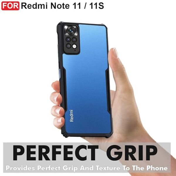 SNP-Redmi Note 11 / Note 11S (4G) Back Case Cover | Camera Protection Shockproof Bumper-Edge | Acrylic Crystal Clear 360 Degree Protection TPU+PC | Transparent Eagle Back Case Cover (Black) - Image 3