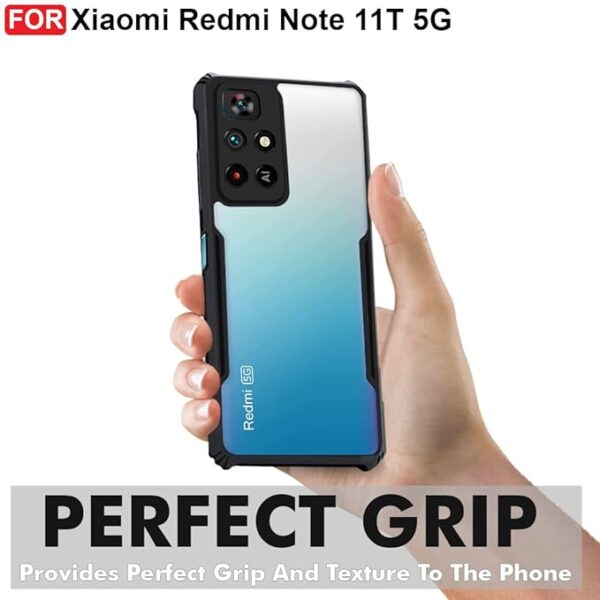 SNP-Redmi Note 11T (5G) / Poco M4 Pro (5G) Back Case Cover | Camera Protection Shockproof Bumper-Edge | Acrylic Crystal Clear 360 Degree Protection TPU+PC | Transparent Eagle Back Case Cover (Black) - Image 3