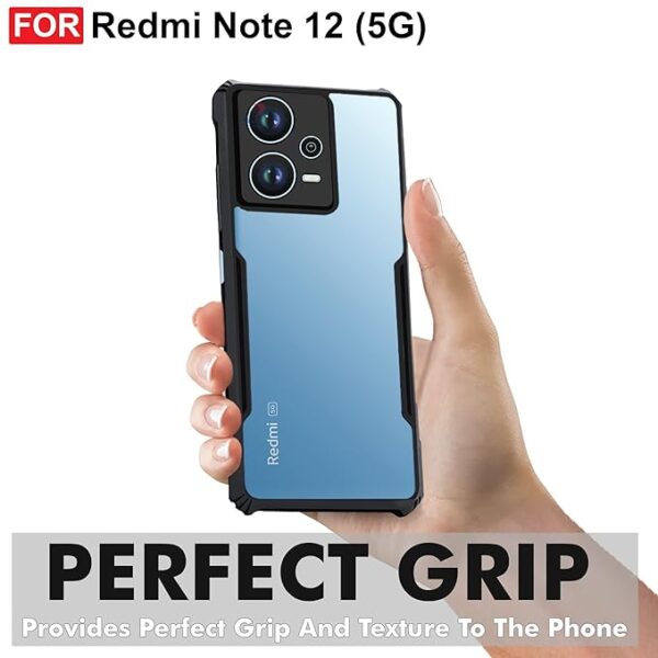 SNP-Shock Proof Back Case for Redmi Note 12 5G | Poco X5 5G - AirEDGE Technology | Camera Protection | Transparent Hybrid Mobile Back Case Cover - Earthy Black - Image 3