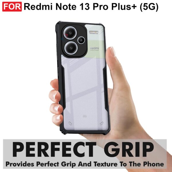 SNP-Mi Redmi Note 13 Pro Plus 5G Back Cover Case | 360 Degree Protection | Shock Proof Design | Transparent Back Cover Case for Redmi Note 13 Pro Plus (PC & TPU, Black Bumper) - Image 3