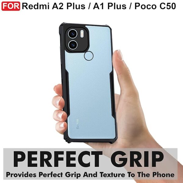 SNP-Poco C51 / Redmi A1 Plus/Redmi A2 Plus/Poco C50 Back Cover | Crystal Clear Transparent Back | Ultra Hybrid | Full Camera Protection | Raised Edge | Bumper Back Case (Black) - Image 3
