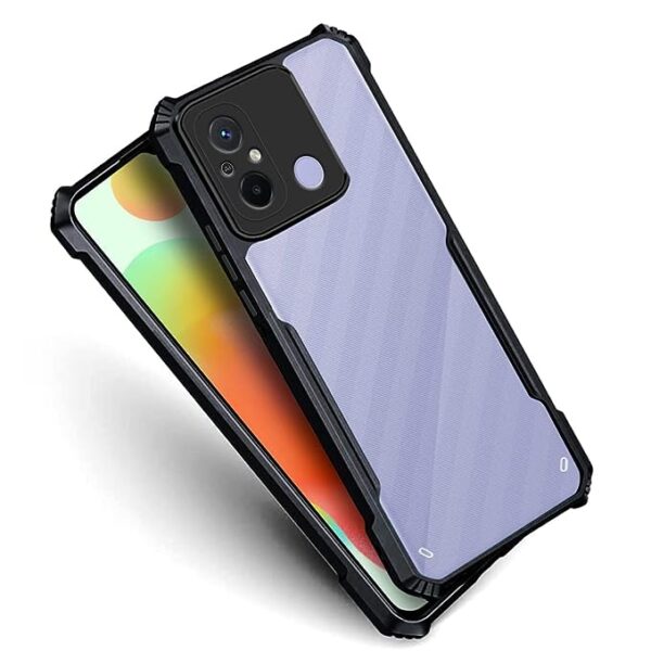 SNP-Redmi 12C / Poco C55 (4G) Back Case Cover | Camera Protection Shockproof Bumper-Edge | Acrylic Crystal Clear 360 Degree Protection TPU+PC | Transparent Eagle Back Case Cover (Black) - Image 3