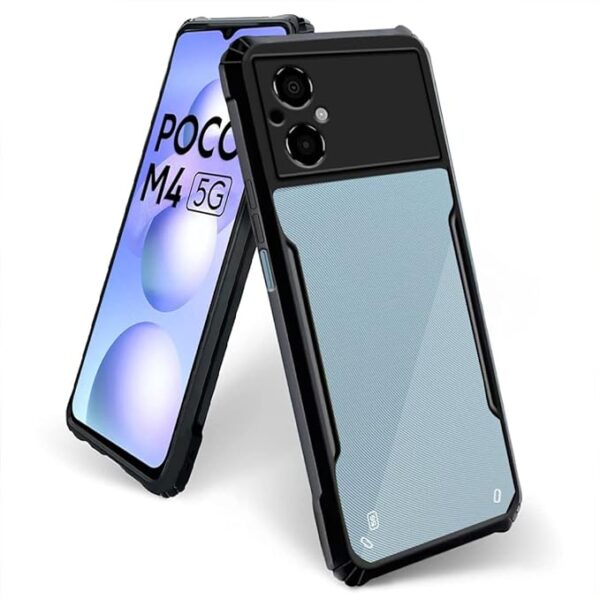 SNP-Shopping Plastic Shockproof Crystal Clear Back Cover Case for Poco M5/M4 5G | 360 Degree Protection | Protective Design | Transparent Back Cover Case (Black Bumper), Black - Image 3