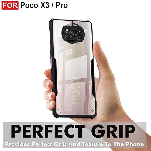SNP-Solimo 360 Degree Protection Bumper Protective Design Shockproof Crystal Clear Transparent Back Cover Case for Poco X3 - Black - TPU+Plastic - Image 3
