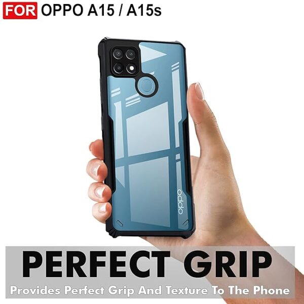 SNP-Shock Proof Clear Back Case Mobile Cover for Oppo A15 | Oppo A15s (Hard | Hybrid PC + TPU | Full Armour Device & Camera Protection | Black) - Image 3