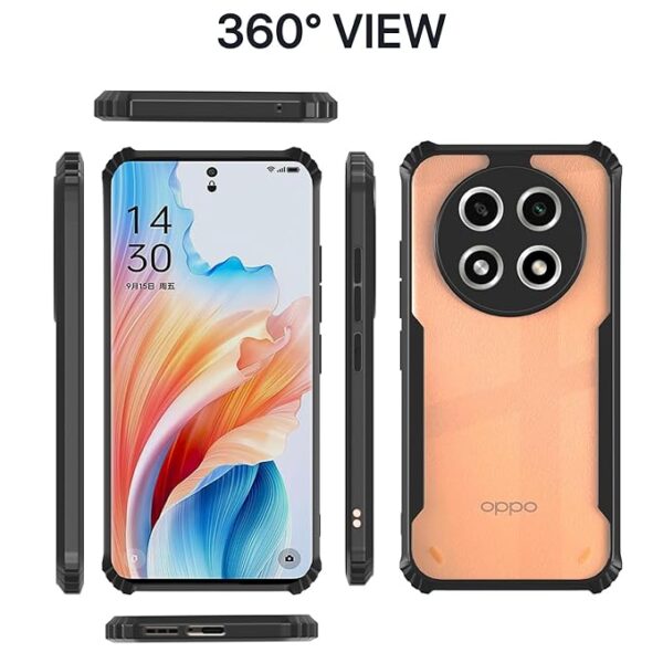 SNP-Back Cover for Oppo A2 Pro 5G | Ultra Hybrid Transparent | Full Camera Protection | Raised Edge | Crystal Clear Bumper Case(Black) - Image 3