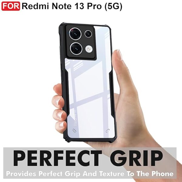 SNP-Shockproof Crystal Clear Back Cover Case for Mi Redmi Note 13 PRO 5G | 360 Degree Protection | Protective Design | Transparent Back Cover for Redmi Note 13 Pro (PC & TPU, Black Bumper) - Image 3