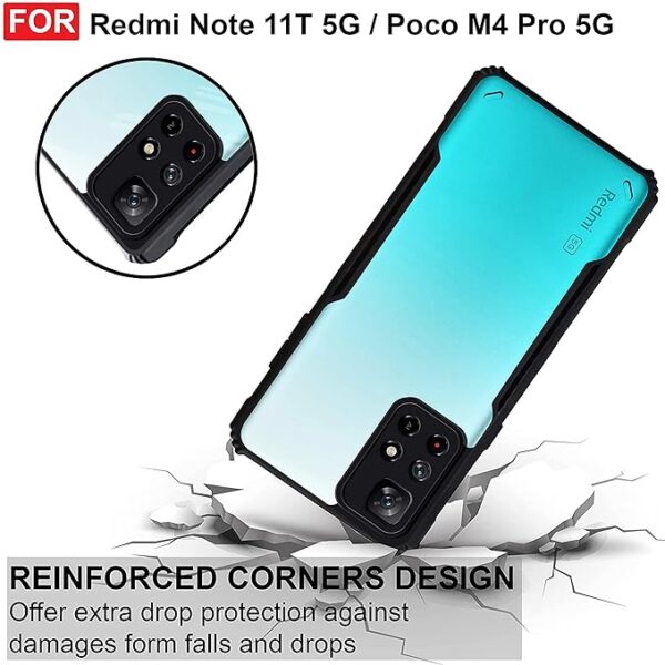 SNP-Back Cover For Mi Redmi Note 11T 5G / Poco M4 Pro 5G Back Cover Case | 360 Degree Protection | Shock Proof Design | Transparent Back Cover for Redmi Note 11T / Poco M4 Pro Black Bumper - Image 4