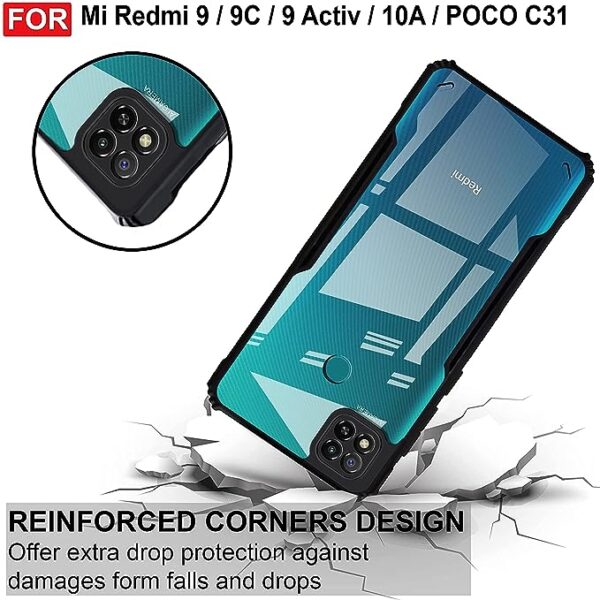 SNP-Back Case Cover for Mi Redmi 10A / Redmi 9 / Redmi 9C / 9 Activ/Poco C31 | (TPU + PC | Matte Black) - Image 4