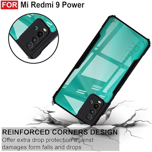 SNP-Shockproof Clear Back Cover Case for Mi Redmi 9 Power | 360 Degree Protection | Hard Transparent Back Cover Case for Redmi 9 Power (PC & TPU, Black Bumper) - Image 4