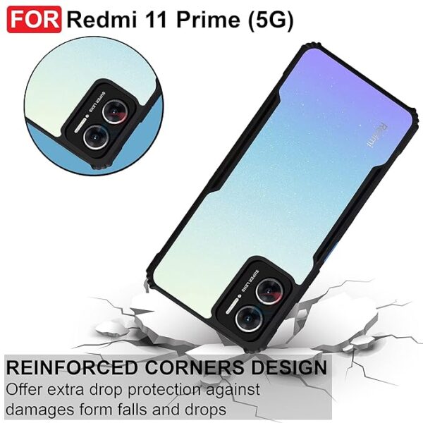SNP-Redmi 11 Prime 5G Back Cover | Crystal Clear Transparent Back | Ultra Hyrbid | Full Camera Protection | Raised Edge | Bumper Back Case for Redmi 11 Prime 5G (Plastic, Black) - Image 4