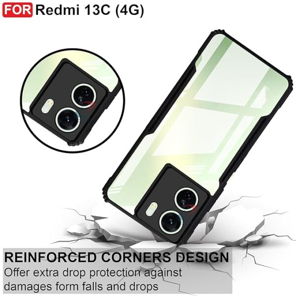SNP-Back Cover Case for Mi Redmi 13C 4G / Poco C65 | 360 Degree Protection | Shock Proof Design | Transparent Back Cover Case for Redmi 13C / Poco C65 (PC & TPU, Black Bumper) - Image 4
