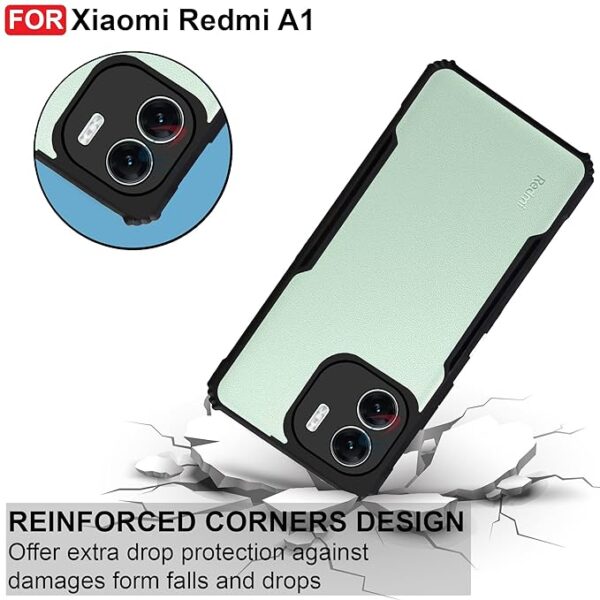 SNP-Redmi A1 / A2 Back Cover | Crystal Clear Transparent Back | Ultra Hyrbid | Full Camera Protection | Raised Edge | Bumper Back Case for Redmi A1 / A2 (Plastic, Black) - Image 4