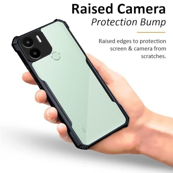 SNP-Poco C51 / Redmi A1 Plus/Redmi A2 Plus/Poco C50 Back Cover | Crystal Clear Transparent Back | Ultra Hybrid | Full Camera Protection | Raised Edge | Bumper Back Case (Black) - Image 4