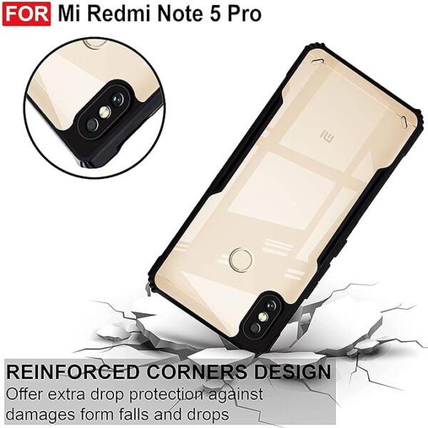 SNP-Redmi Note 5 Pro Back Cover | Crystal Clear Transparent Back | Ultra Hybrid | Full Camera Protection | Raised Edge | Bumper Back Case for Redmi Note 5 Pro (Black) - Image 4