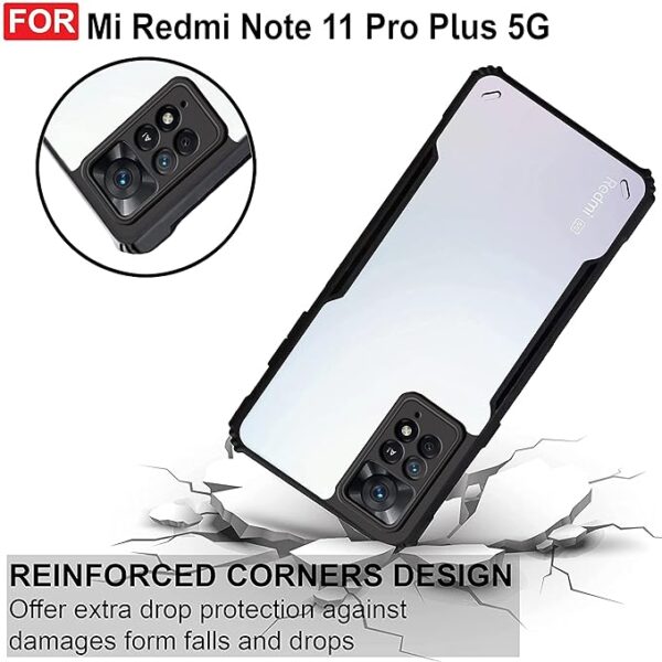 SNP-Redmi Note 11 Pro / 11 Pro+ Plus (5G) Back Case Cover | Camera Protection Shockproof Bumper-Edge | Acrylic Crystal Clear 360 Degree Protection TPU+PC | Transparent Eagle Back Case Cover (Black) - Image 4