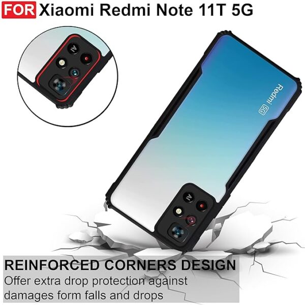 SNP-Redmi Note 11T (5G) / Poco M4 Pro (5G) Back Case Cover | Camera Protection Shockproof Bumper-Edge | Acrylic Crystal Clear 360 Degree Protection TPU+PC | Transparent Eagle Back Case Cover (Black) - Image 4