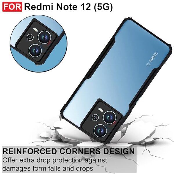 SNP-Shock Proof Back Case for Redmi Note 12 5G | Poco X5 5G - AirEDGE Technology | Camera Protection | Transparent Hybrid Mobile Back Case Cover - Earthy Black - Image 4