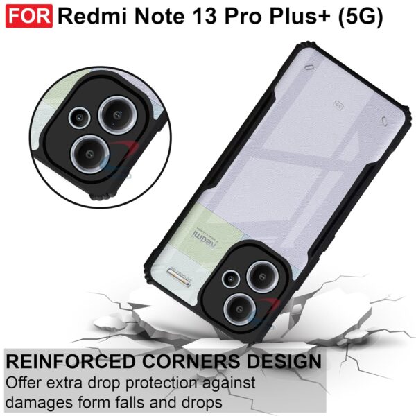 SNP-Mi Redmi Note 13 Pro Plus 5G Back Cover Case | 360 Degree Protection | Shock Proof Design | Transparent Back Cover Case for Redmi Note 13 Pro Plus (PC & TPU, Black Bumper) - Image 4